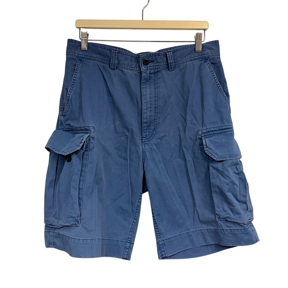 VTG 90's Polo Ralph Lauren Cargo Shorts Men's SZ 33 Blue Cotton Chino Jorts EUC